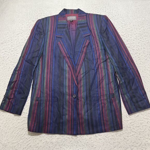 Sterling Cooper Women's 10/11 Blazer Jacket Colorful Striped Viscose Coat - Picture 1 of 14
